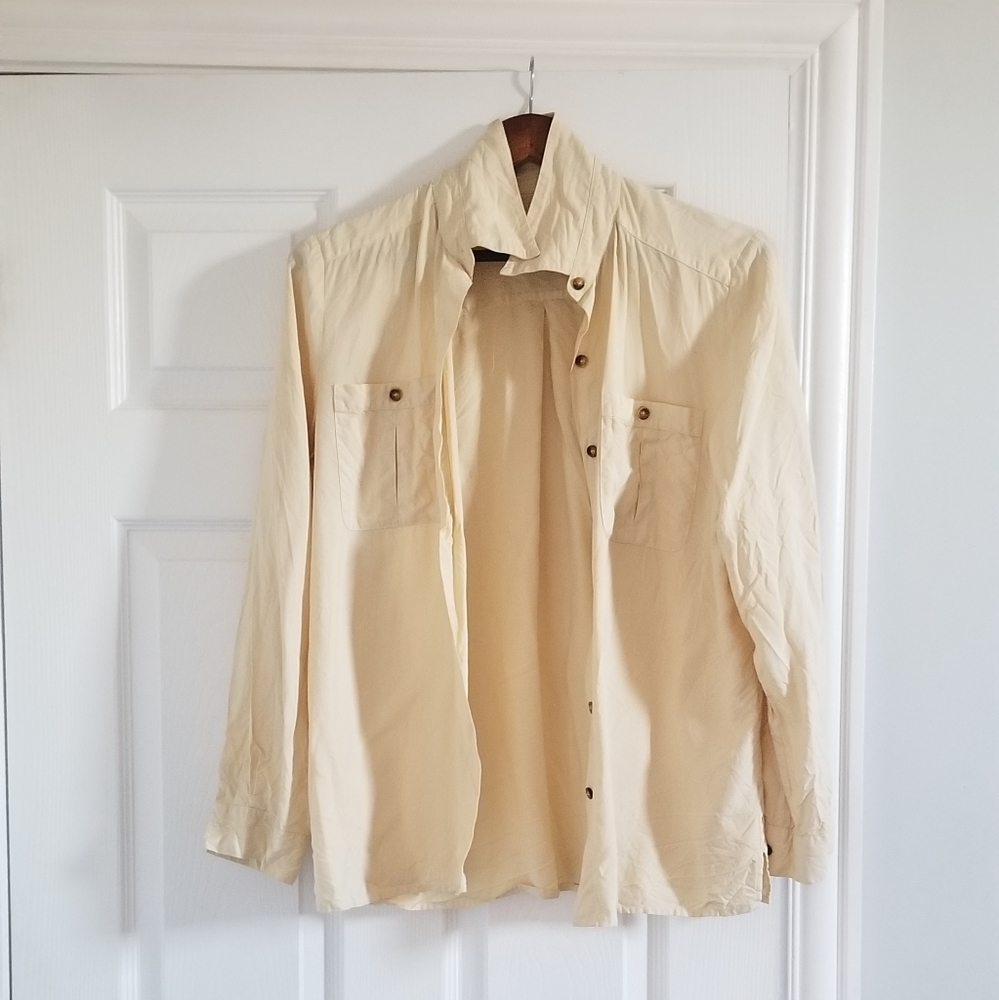 Cream silk button up